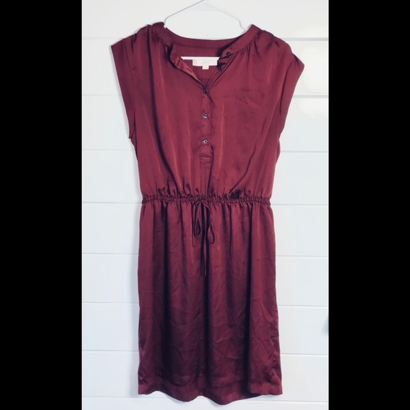 LOFT Dresses & Skirts - LOFT burgundy satin dress women’s size M